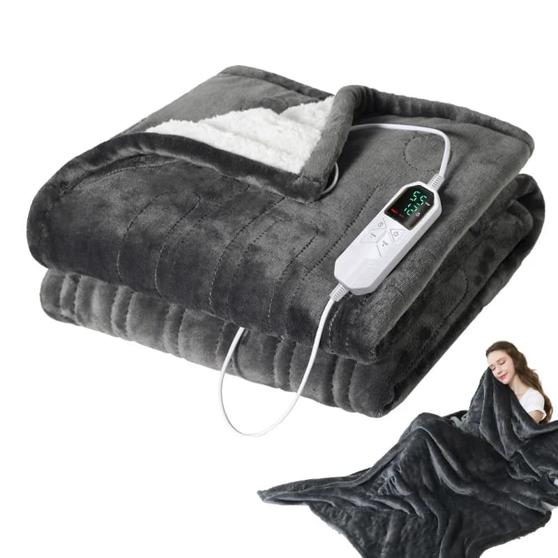 Coperta elettrica 80x140 cm Coperta di flanella Materasso invernale Lavabile in lavatrice Controllo della temperatura Coperta riscaldata più calda