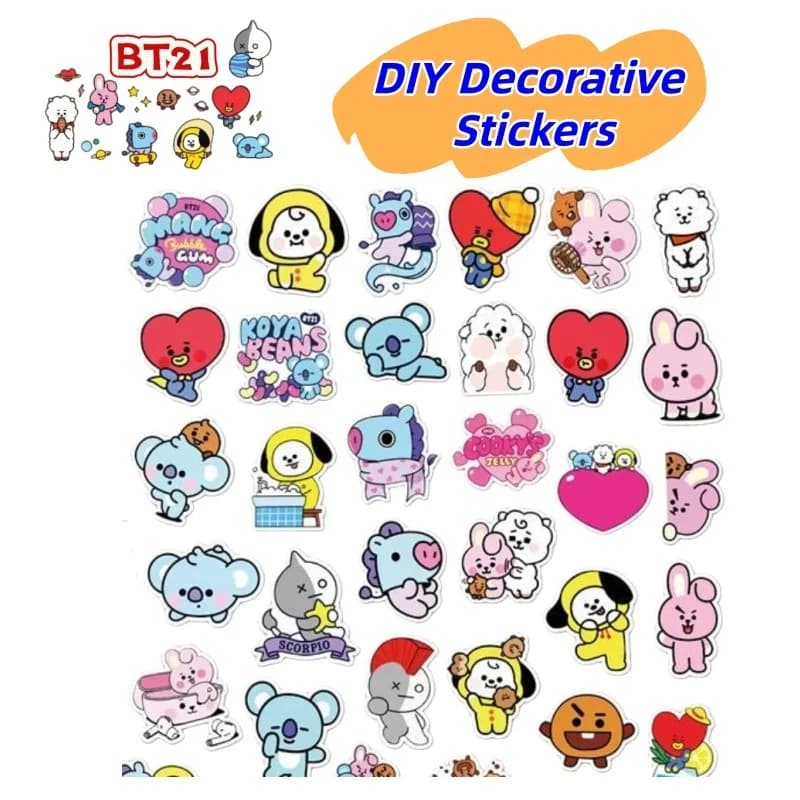 BT21 koya shooky mang chimmy tata cooky personalità creativa graffiti adesivi cartone animato carino frigorifero adesivi impermeabili fai da te
