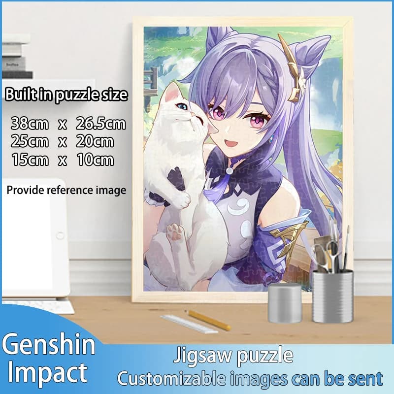 Genshin Impact Furina Keqing Raiden Shogun Kaedehara Kazuha Handmade Wooden Puzzle DIY Wooden Frame Birthday Gift