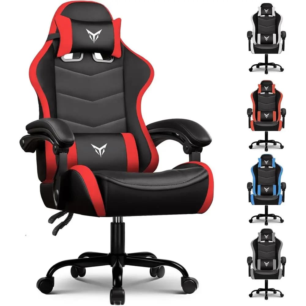 Sedia da Gaming Ergonomica Reclinabile con Schienale Alto, Seduta Imbottita e Braccioli Collegati, Ideale per Adulti fino a 160 kg, Rossa