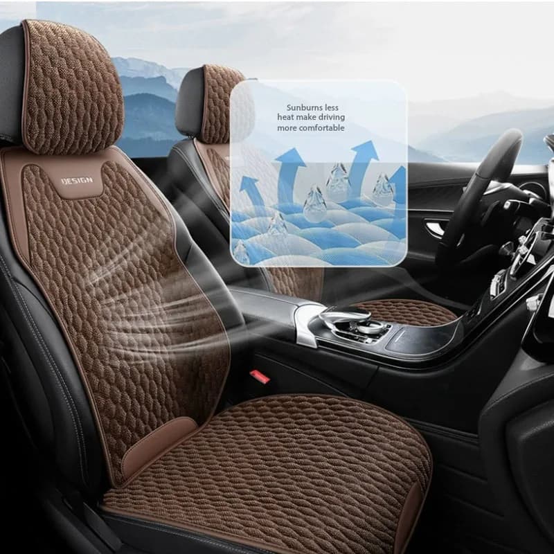 New Universal Linen Fabric Auto Cover for Four Seasons Breathable Leather and Linen Protection for Seats