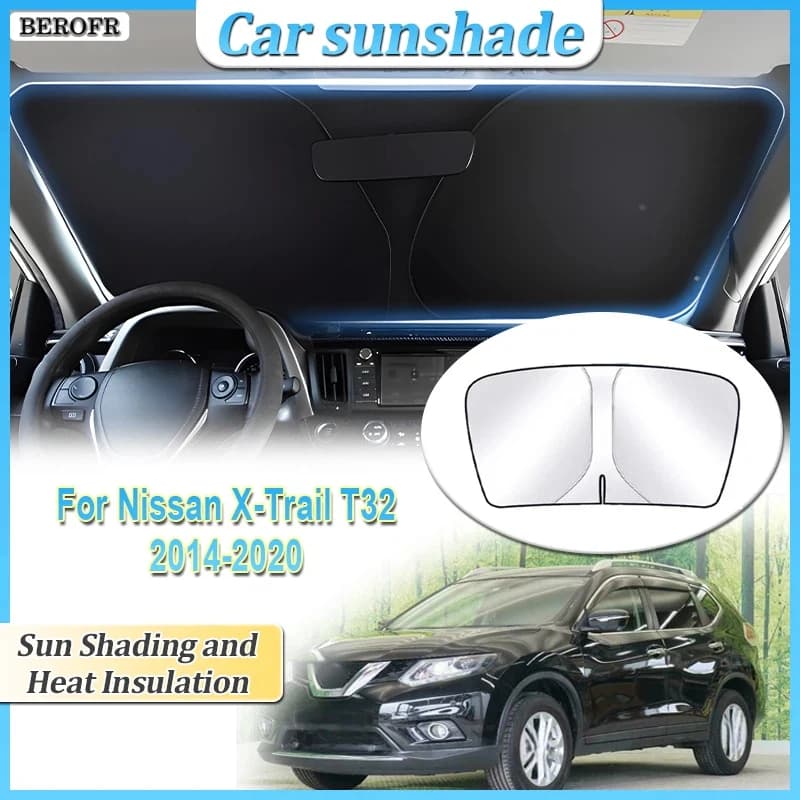 Heat insulation For Nissan X-Trail T32 2014~2020 Car Sun Protection Anti-UV Steel Ring Front Windshield Sunshade Accessories