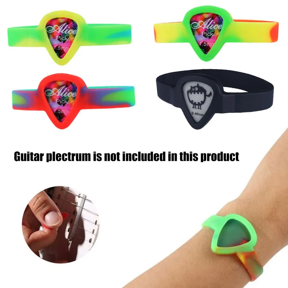 Polsino porta plettro per chitarra in silicone - Accessorio per strumenti musicali, accessorio per chitarra elettrica acustica