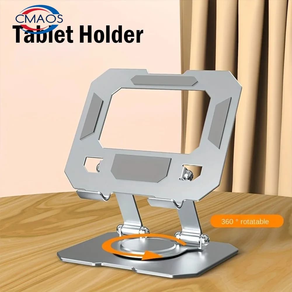 360 Rotatable Metal Tablet Stand Adjustable Foldable Desktop Holder Compatible for 4.7-12 Inch Ipad Pro Air Mini Laptop