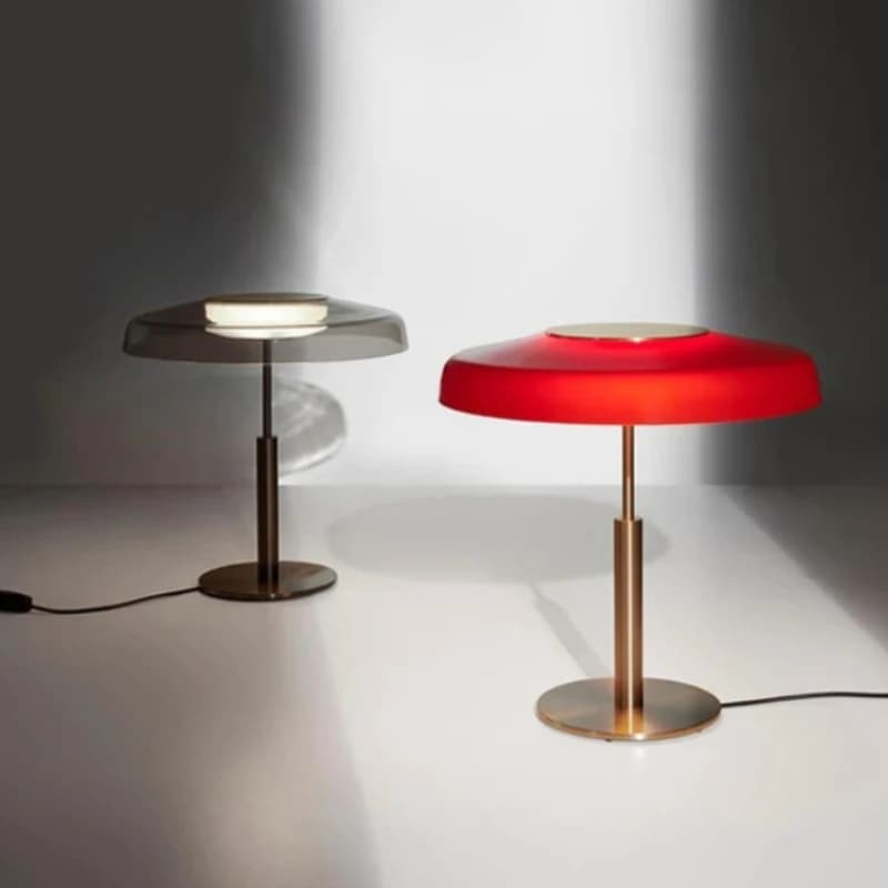 Lampade da Terra in Vetro Rosso/Grigio di Design Italiano con Interruttore Touch, Luci LED Decorative per Soggiorno/Camera da Letto