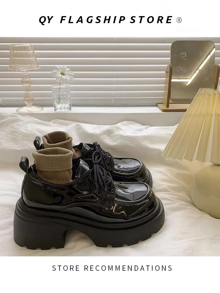 Black Thick Heel round Head Mary Jane Shoes Women's Fashion Spring Autumn Style Comfortable Thick Bottom Single Shoes