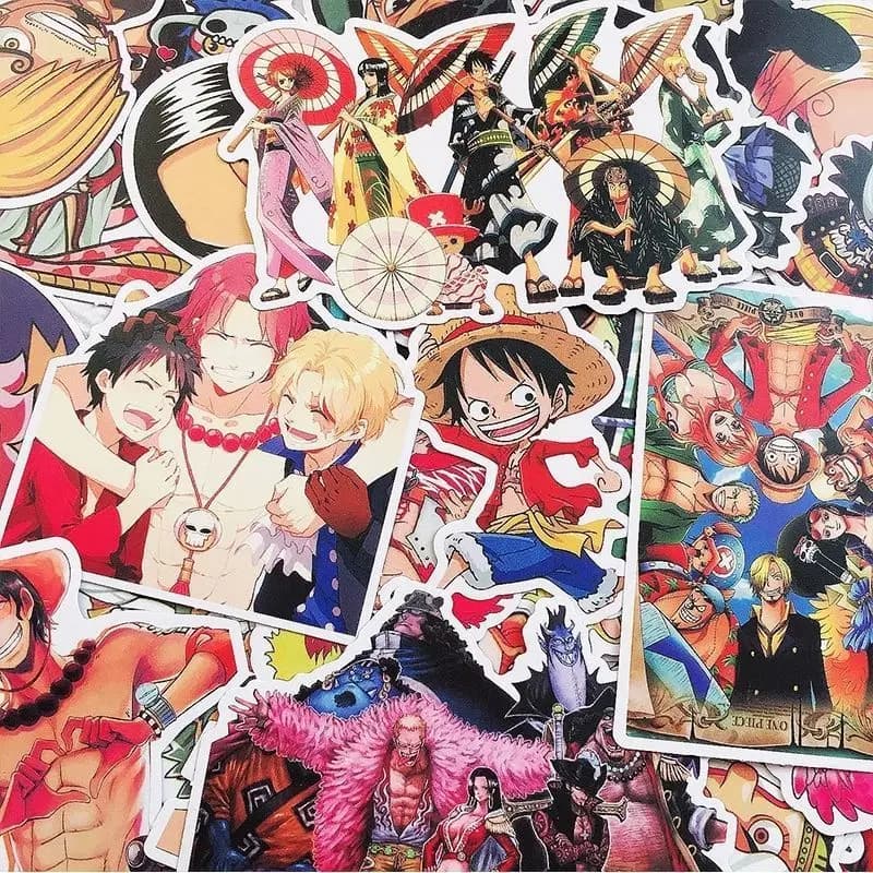 120 Pcs Unique Cute One Piece Stickers, Creative Cartoon Graffiti Waterproof DIY Decals for Phone Case Notebook Decoration