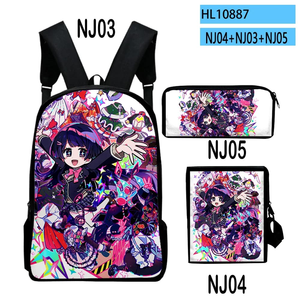 Classic VTuber Tsukino Mito Anime 3D Print 3pcs/Set pupil School Bags Laptop Daypack Backpack Inclined shoulder bag Pencil Case