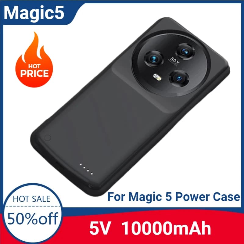 Copertura della banca di potere portatile per custodie per batterie HONOR Magic 5 Pro 10000mAh copertura di ricarica della batteria esterna per custodia di alimentazione Magic 5