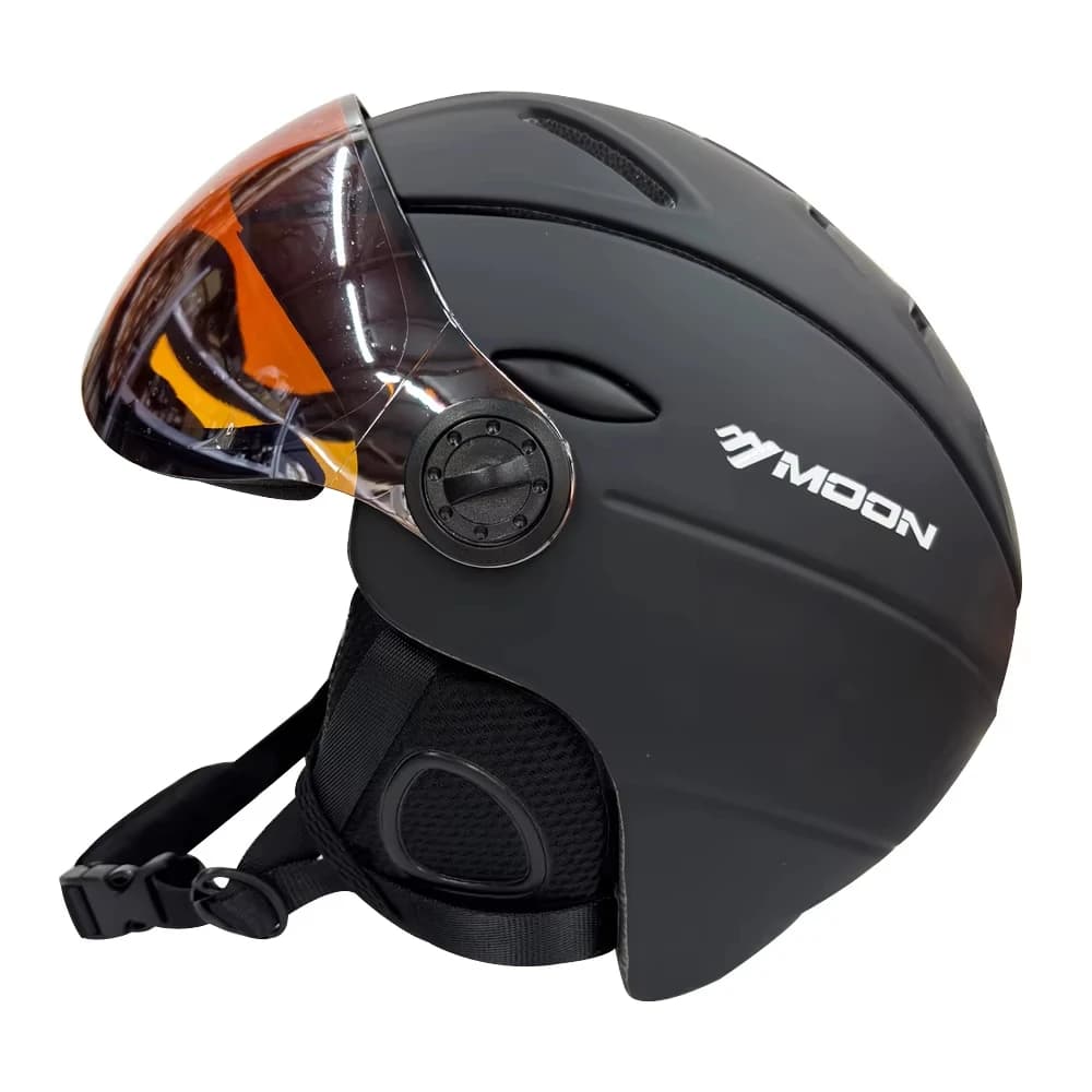 MOON Professional Half-covered Ski Helmet Integrally-molded Sports Man Women Snow Skiing Snowboard Helmets with Goggles Cover