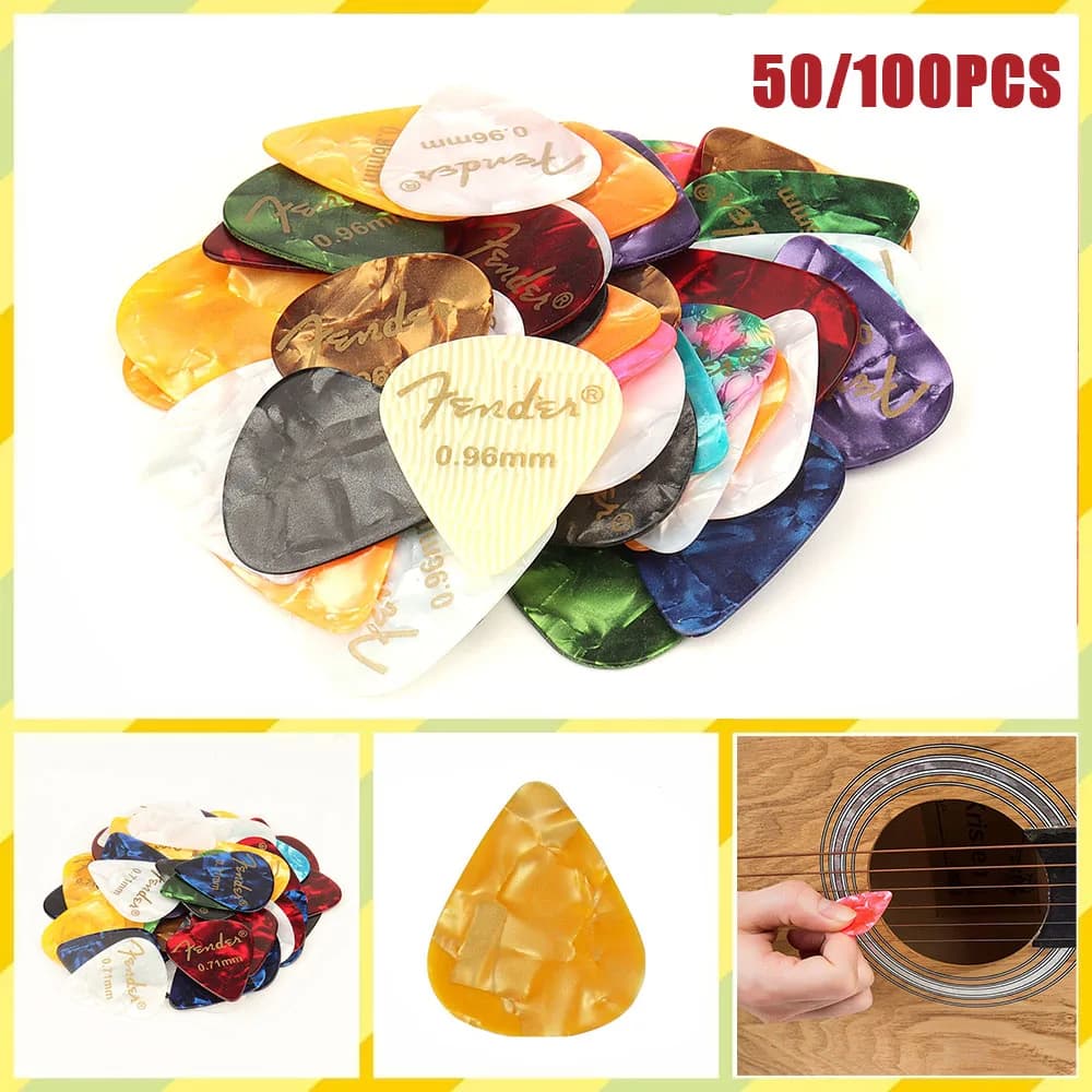 50 e 100 pezzi nuovi plettri acustici plettro in celluloide elettrico liscio accessori per plettro per chitarra 0.46mm 0.71mm 0.81mm 0.96mm