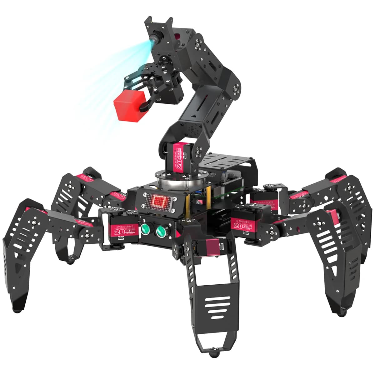 Robot esapode bionico con braccio robotico a visione artificiale intelligente per Raspberry Pi 5, robot educativo programmabile