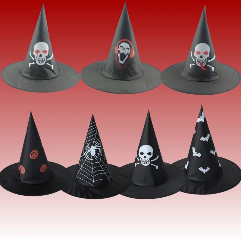 Cappello da strega di Halloween Nero - Cappello da mago cosplay a punta con tesa, accessorio per festa spettrale di stregoneria gotica