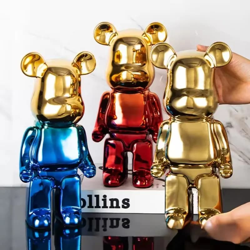 Statua di Orso Estetica in Ceramica da 28cm, Figurina di Orso Violento Placcata, Scultura Animale di Lusso per Decorazione Soggiorno