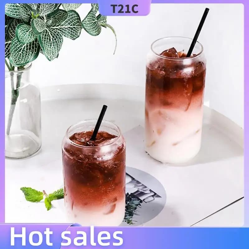 T21C Confezione da 8 pezzi in vetro a forma di acqua, succo di latte, tazza di succo semplice, bicchiere di birra, bicchiere da dessert, tazza di cola, 400 ml