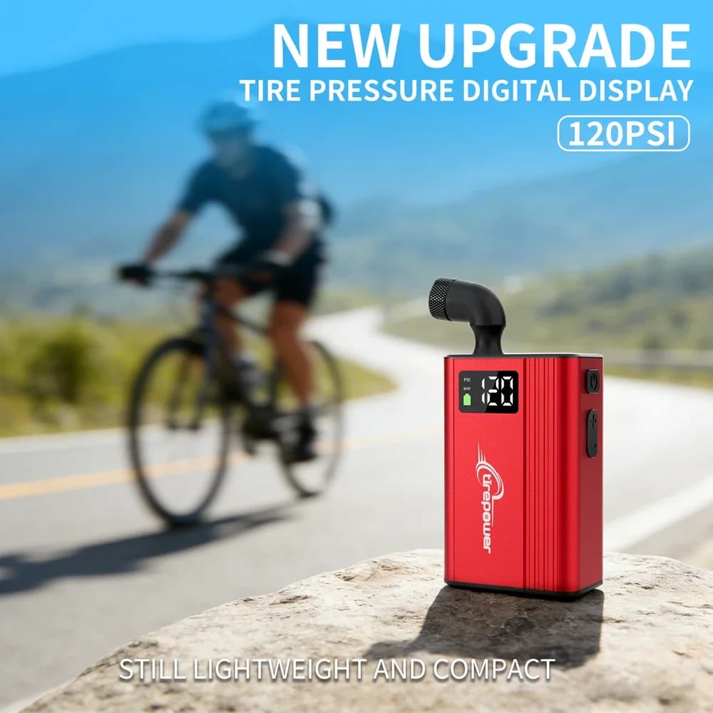 Pompa Elettrica Intelligente Portatile per Biciclette, Compatibile con Valvole Presta, Schrader, Clik, Dunlop, con Schermo Digitale per MTB e Bici da Strada