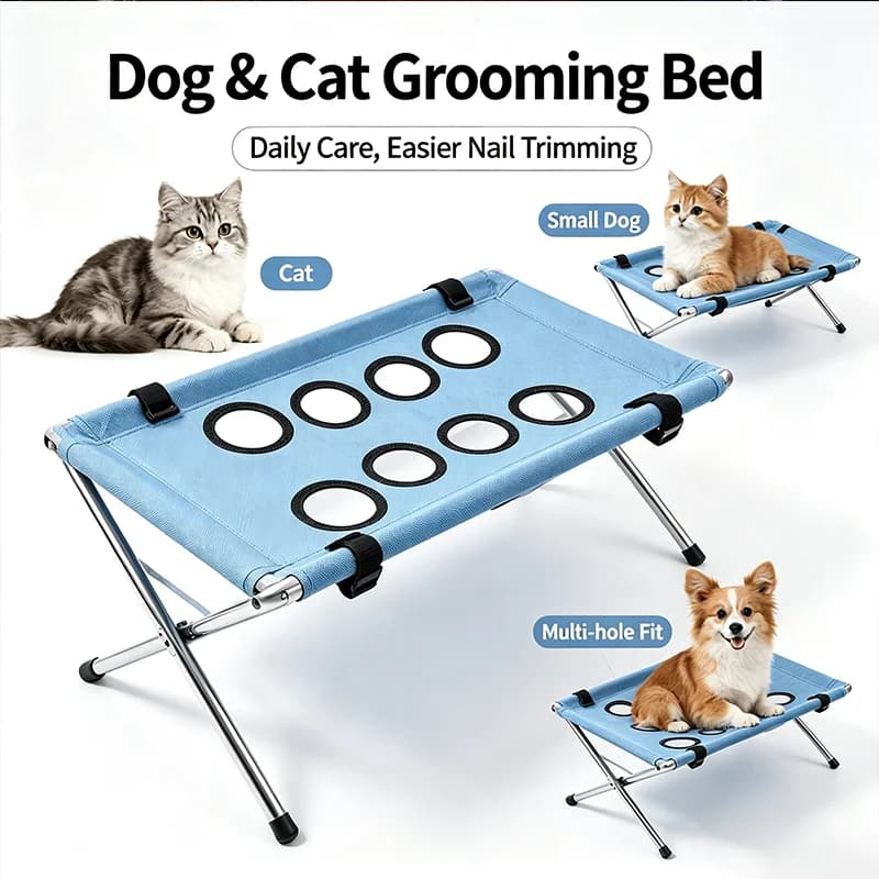 Detachable Pet Grooming Bed Cats Dogs Foldable Fixed Hammock For Nail Trimming Pet Bath Care Stainless Steel Mesh Frame