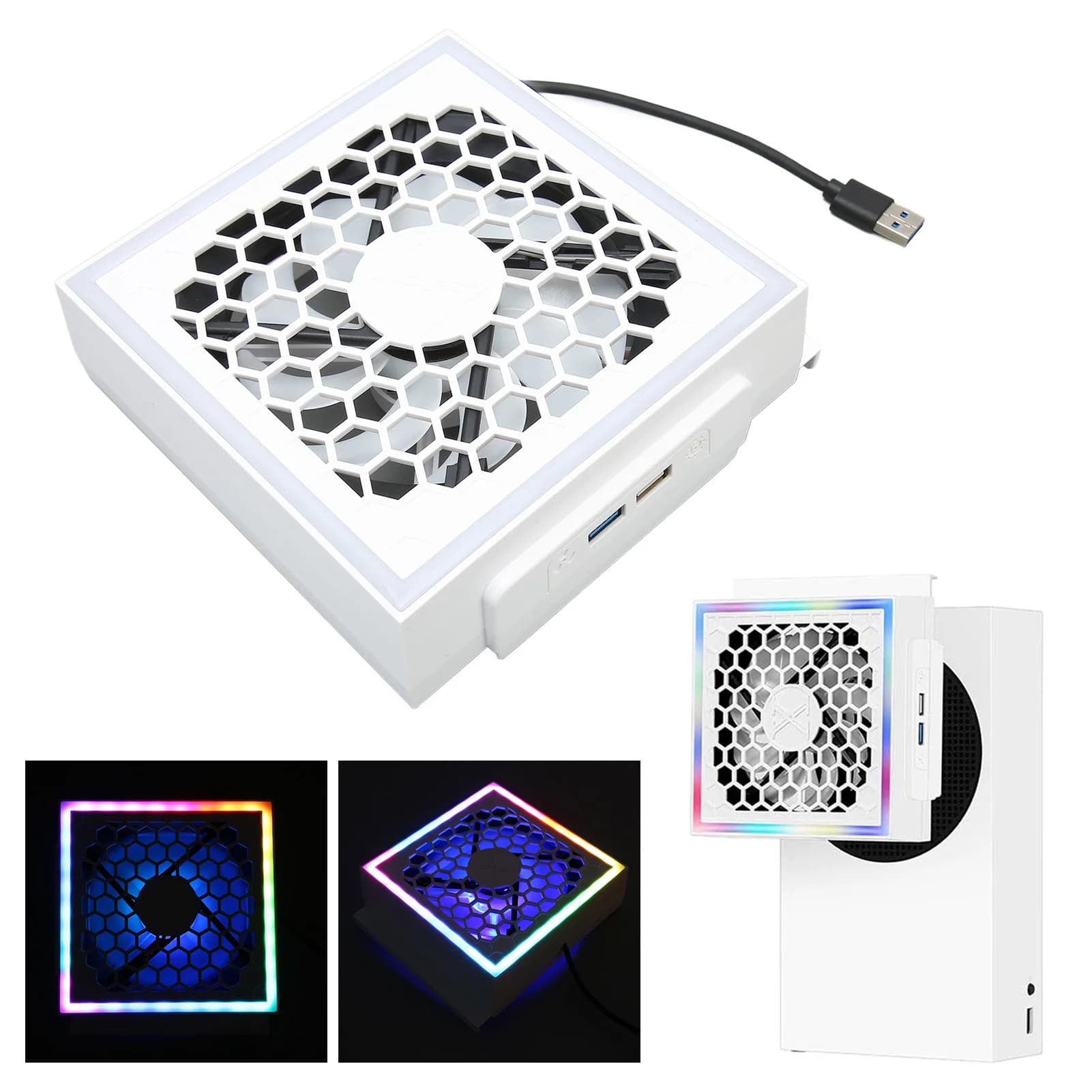 Ventola di raffreddamento per console di gioco Ventola di raffreddamento per console a basso rumore 1600 1800 2000 giri/min con striscia luminosa colorata per accessori per console di gioco