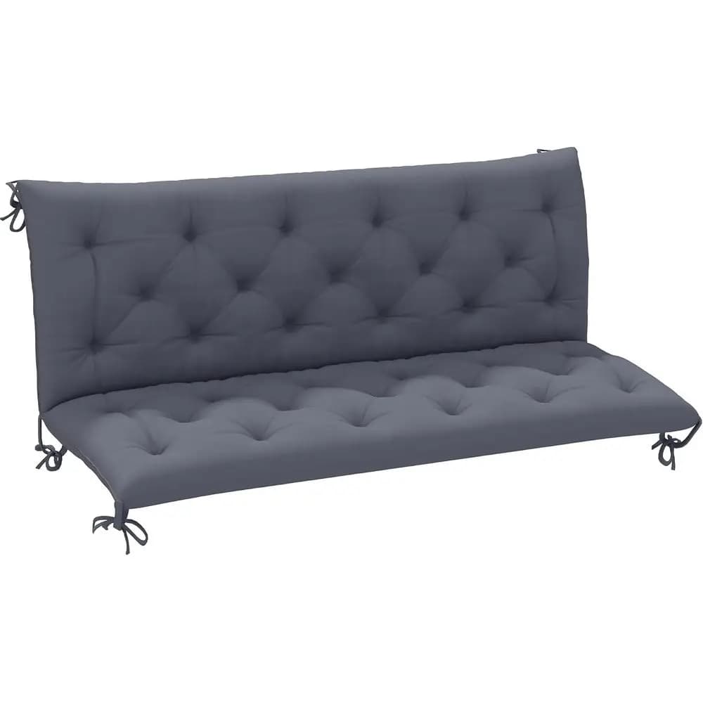 Extra large grey outdoor bench cushion 59x38 inch 3 seats with backrest for patio sofa or rocking chair
