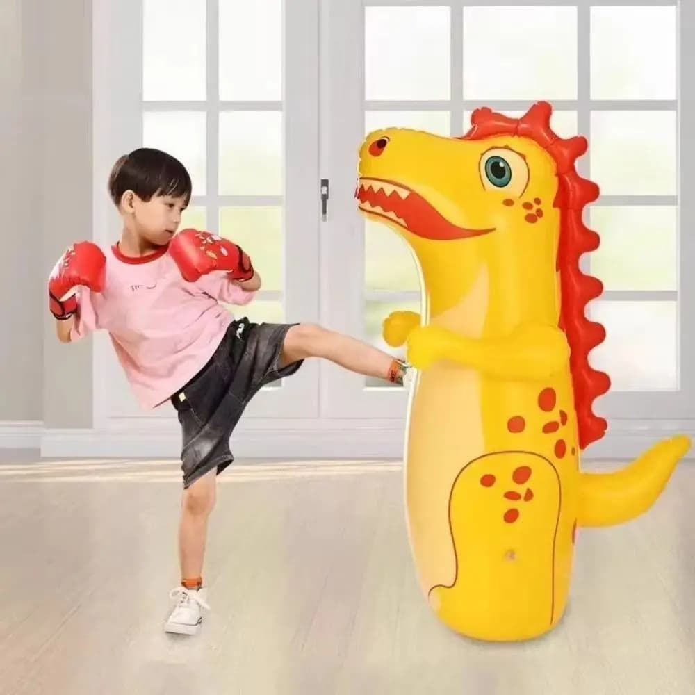 Sacco da Boxe Gonfiabile a Forma di Dinosauro da 90 cm per Allenamento di Pugilato