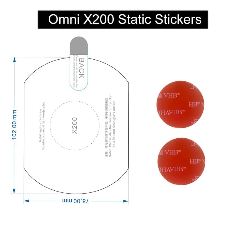 For 70mai Omni X200 Dash Cam Smart Film and static adhesives for 70mai X200 Car DVR 3M film support 2 pieces