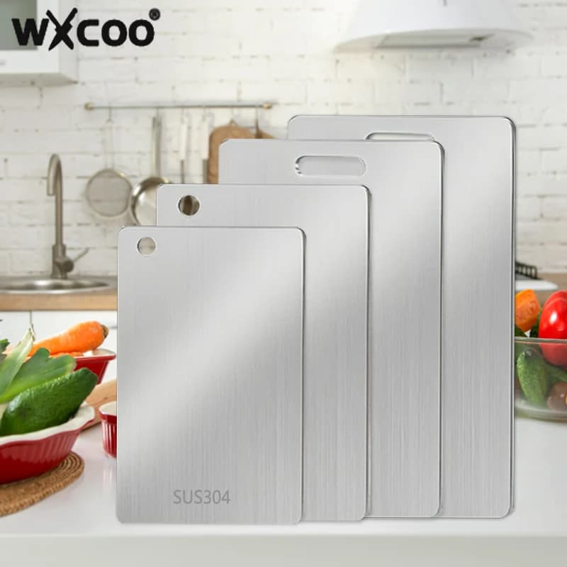 WXCOO Tagliere da cucina per tagliare verdure Frutta Carne Tagliere per uso alimentare Tagliere in acciaio inossidabile addensato