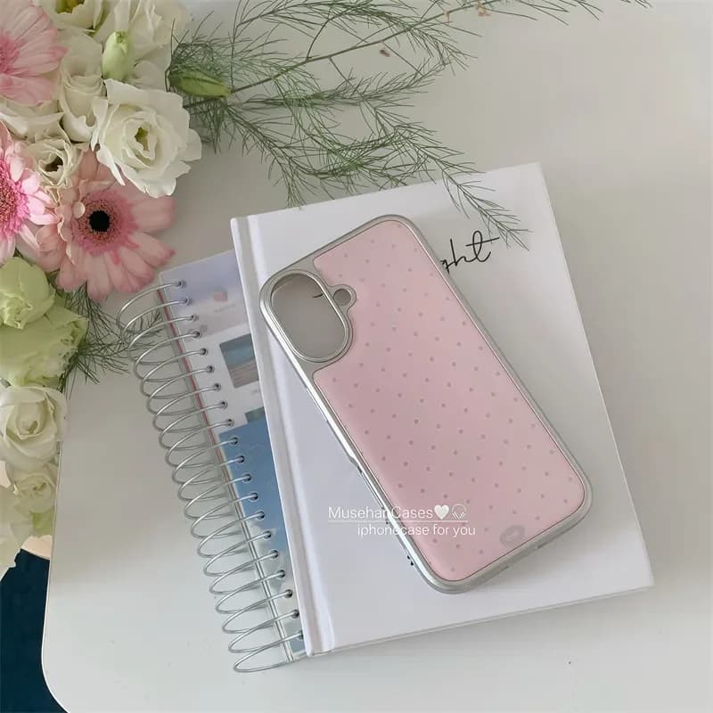 Coreano ins Crema Rosa Polka Dot Art Moda Cartoon Creativo Y2K Cassa Del Telefono Per Samsung S 23 24 25 26 EDGE FE Plus Ultra Cover