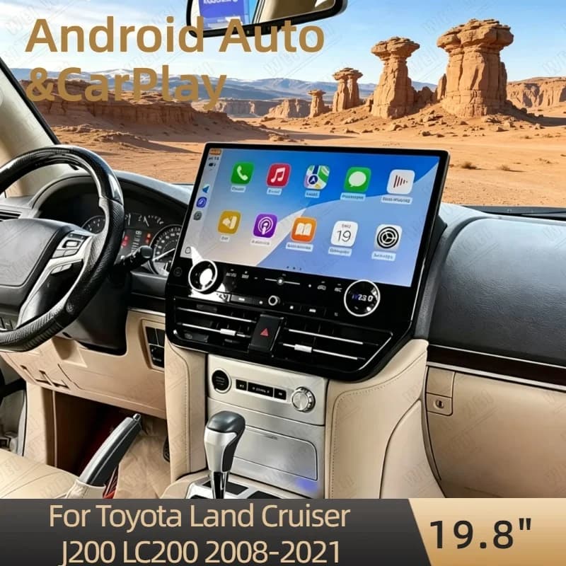 Android 14 Auto CarPlay Car Radio 19.8" For Toyota Land Cruiser J200 LC200 2008-2021 Screen Navi Multimedia Stereo Player Head