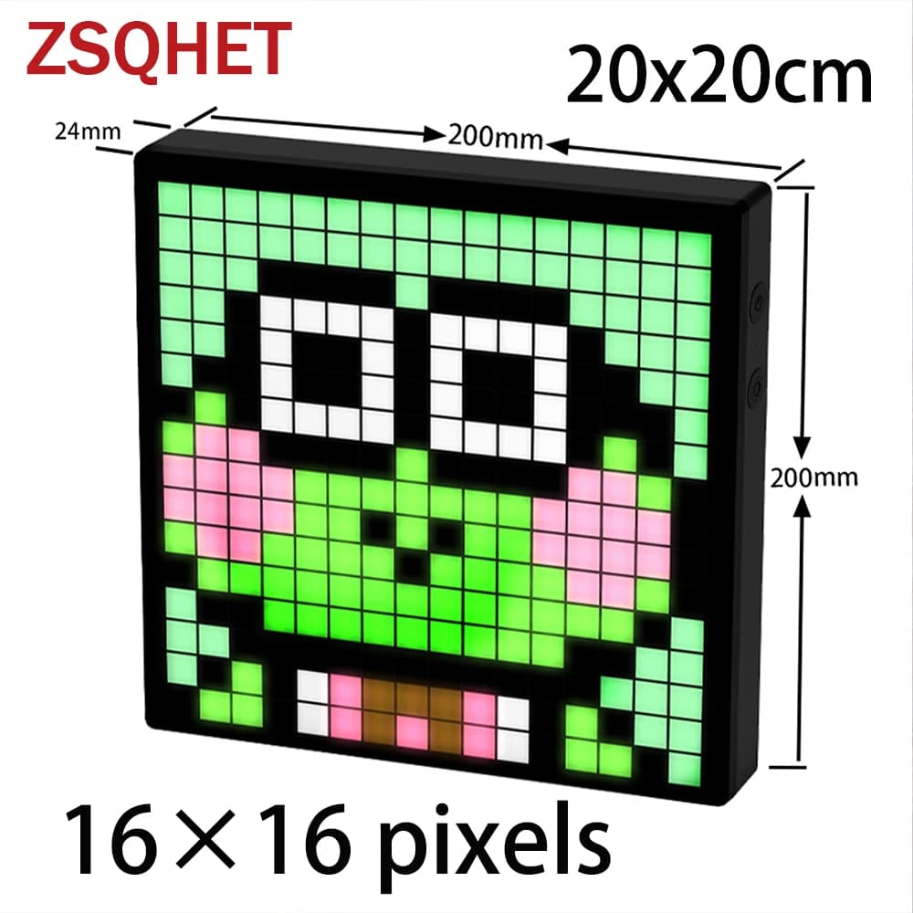 ZSQHET LED Pixel Art Display Screen 32x32 Orologio digitale a LED con luce notturna Sveglia di controllo APP per Pixel Art nella decorazione domestica