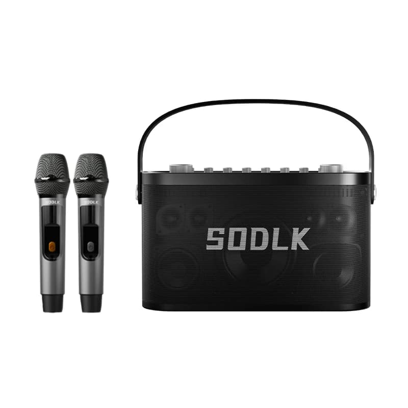 SODLK S1271PLUS Macchina per karaoke portatile da 280 W con 2 microfoni wireless Altoparlante per karaoke Supporta AUX, USB, MIC, streaming live