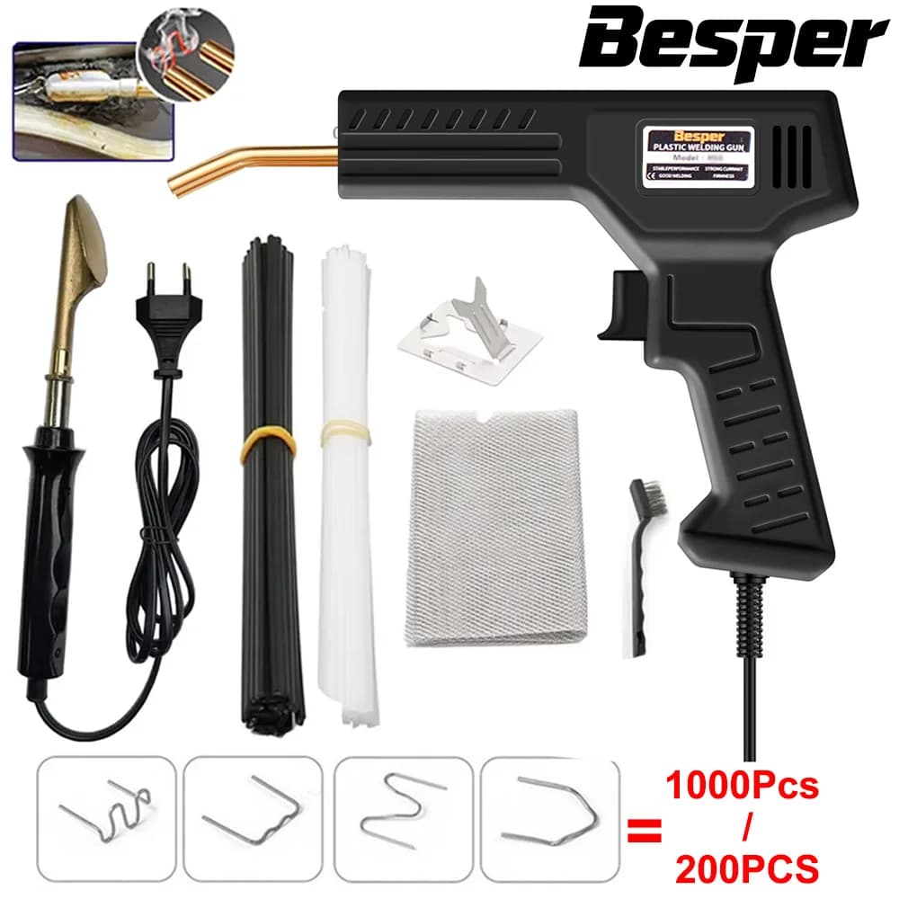 50 W 1000-200 pcs Plastic Sprinkler Repair Kit with Hot Sewing, Plastic Slurry Welder 2 in 1 for auto bumper repair
