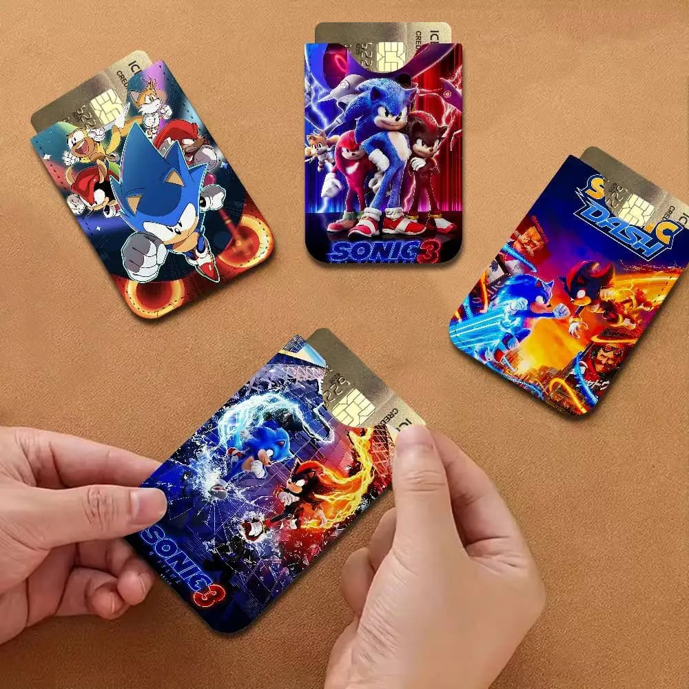 Classic cartoon S-sonicS Movie PU Leather Card Holder Ultra Slim Pocket Size ID Credit Card Storage Case Lightweight Organizer