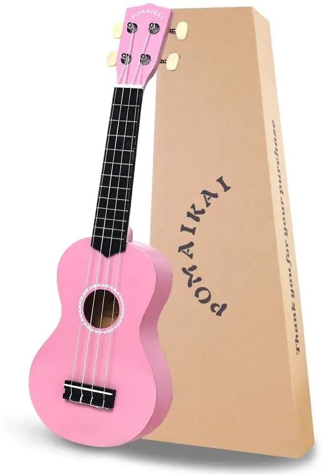 Ukulele Soprano da 21 Pollici per Principianti, Chitarra Hawaiana Rosa per Bambini