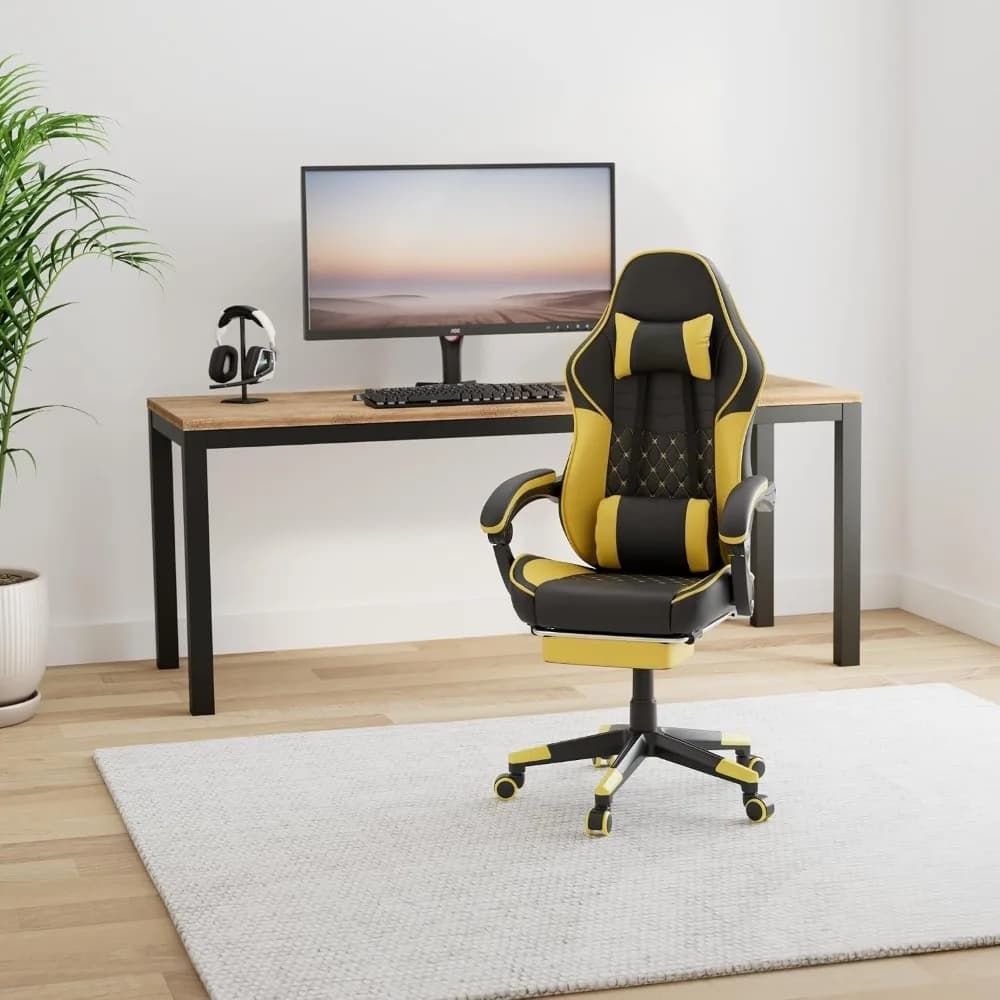 Ergonomic Height Adjustable Swivel Gaming Chair With Massage Lumbar Support For Adult Video Computer Use, Custom