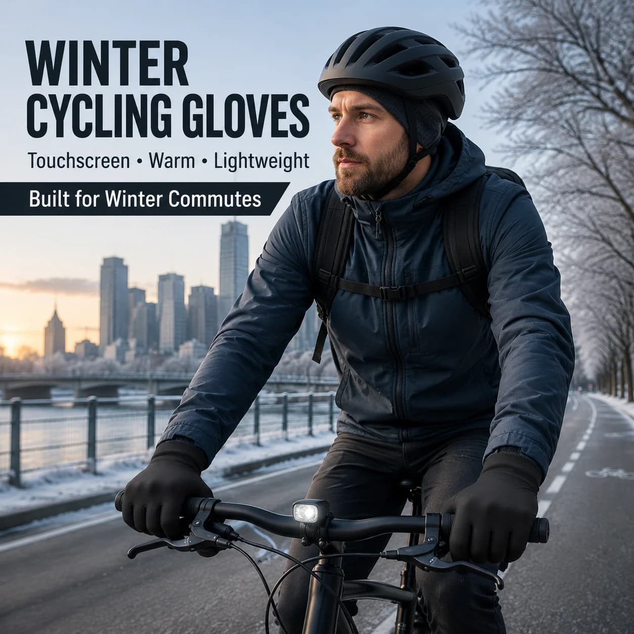 Winter Cycling Gloves Men Women Touchscreen Thermal Windproof Water Resistant Lightweight Bike Gloves for Commuting Running Outd