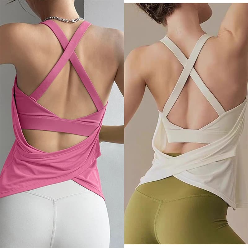 Gilet da yoga da donna Reggiseno sportivo da corsa antiurto Top da fitness traspirante ad asciugatura rapida con cuscino sul petto per l'estate
