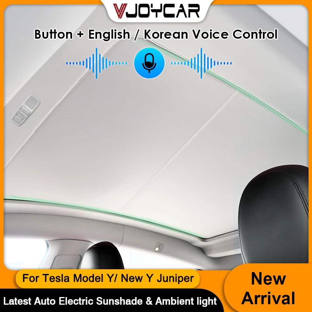 Parasole Interno Vjoycar per Tesla Model Y New Y Juniper con Luce Ambientale, Tendina Parasole Elettrica Automatica con Controllo Vocale