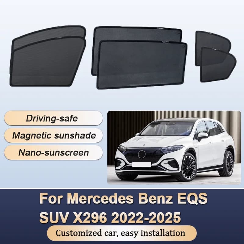 Tende da sole per Mercedes Benz EQS SUV X296 2022 2023 2024 2025 Tende da sole Isolamento termico magnetico Finestra Visiera Accessori auto