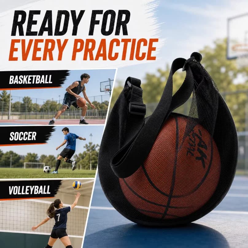 Basketball Carry Bag with Zipper Pocket Adjustable Shoulder Strap for Soccer Volleyball