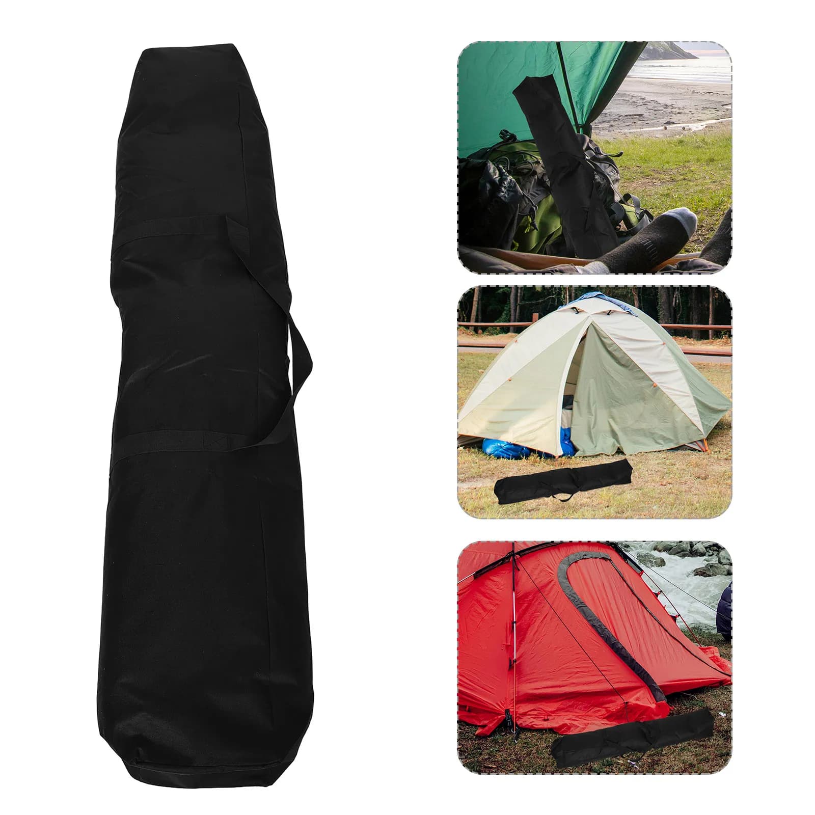 Borsa portaoggetti da campeggio con manico lungo per pali da tenda, picchetti e accessori, in tessuto Oxford resistente e impermeabile