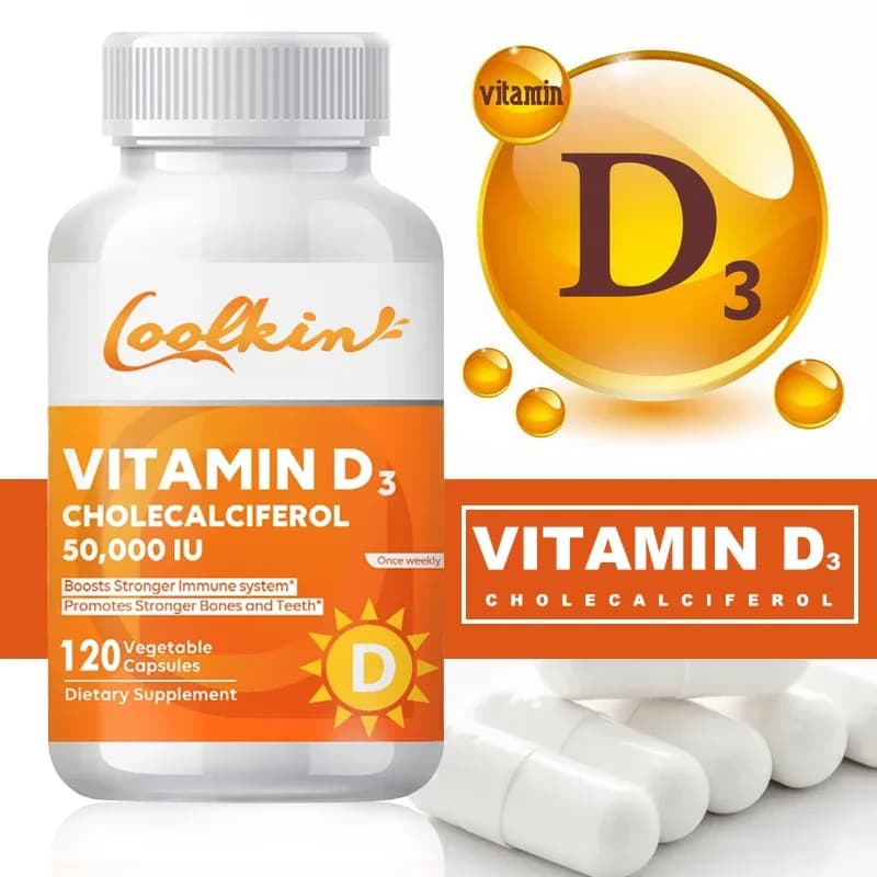 Vitamin D3 50000IU - Muscle Health, Strong Bones and Nervous System Health, Support Immune