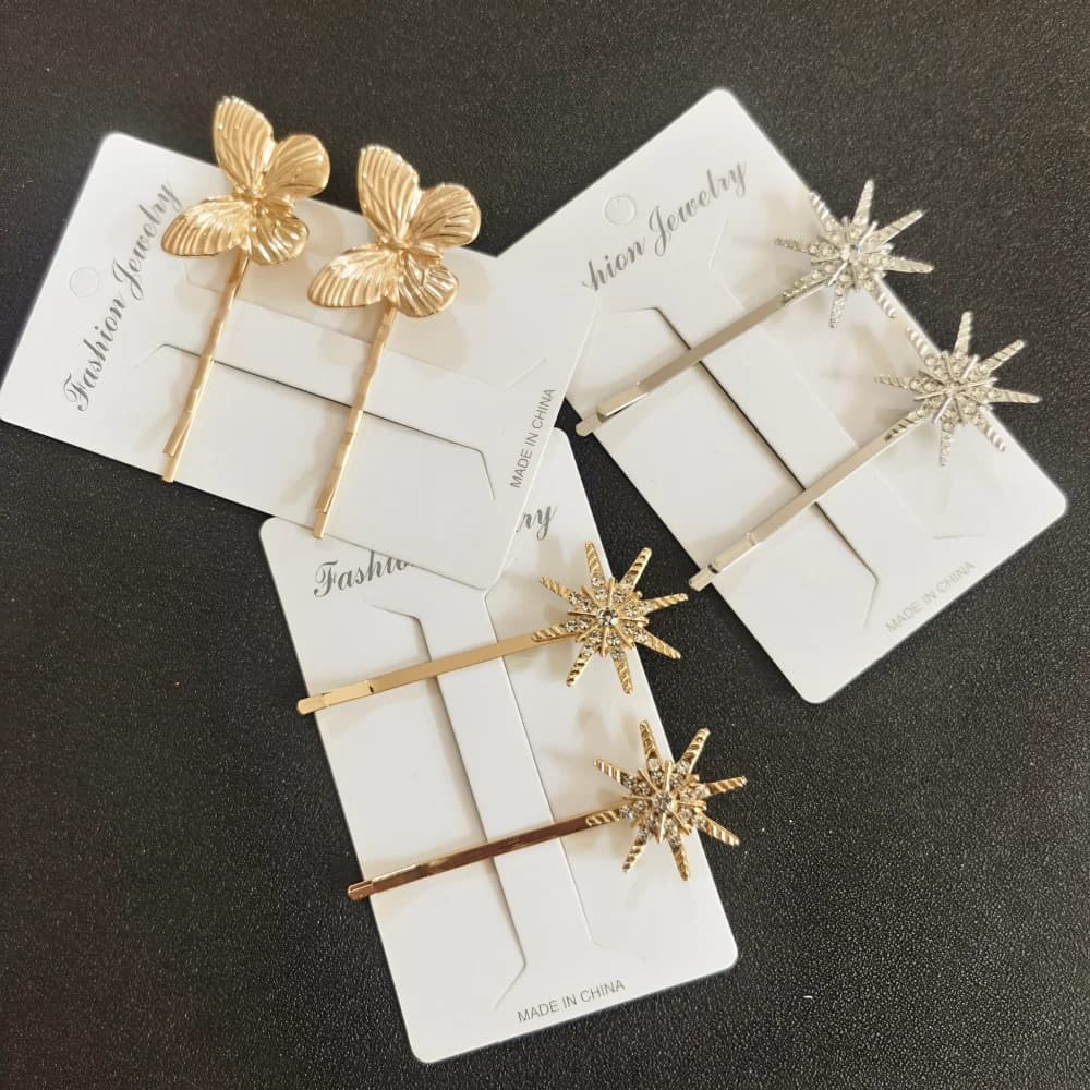 Set da 2/3 Pezzi di Lusso: Fermagli per Capelli a Farfalla in Metallo, Mollette per Capelli da Donna, Accessori Eleganti per Sposa e Matrimonio