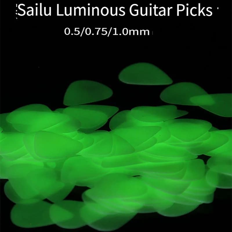 Guitar Paddles 0.5/0.73/1.0mm Luminous Celluloid Glowing Guitar Picks Fluorescent Anti-Slip Musical Instrument Pick Guitar