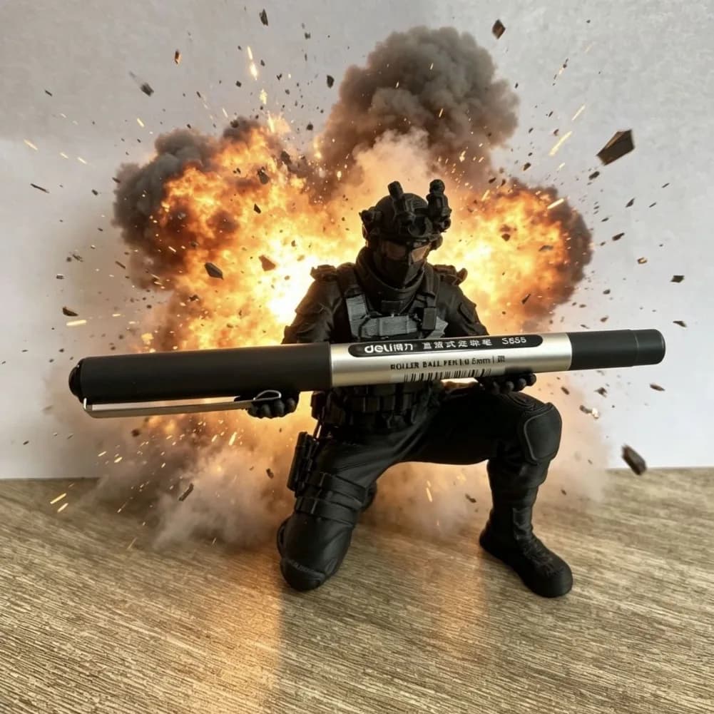 Portapenne Creativo a Forma di Soldato Stampato in 3D, Porta Matite a Forma di Mercenario, Decorazione da Scrivania, Ornamento per Cancelleria a Tema Polizia