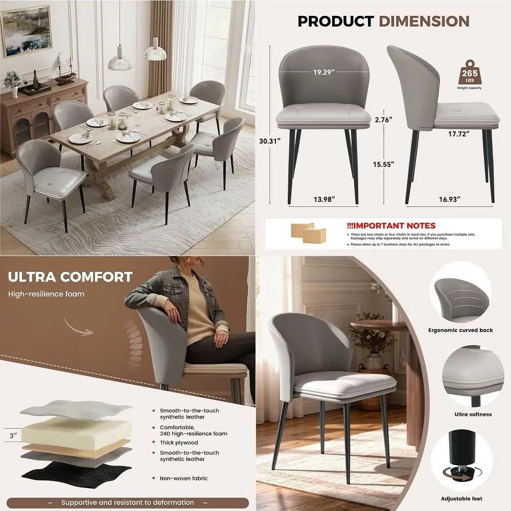 Compact Folding Wood Dining Chairs No Assembly, PU Leather Cushions, 400lb Load Capacity, SpaceSaving Design for Apartment amp
