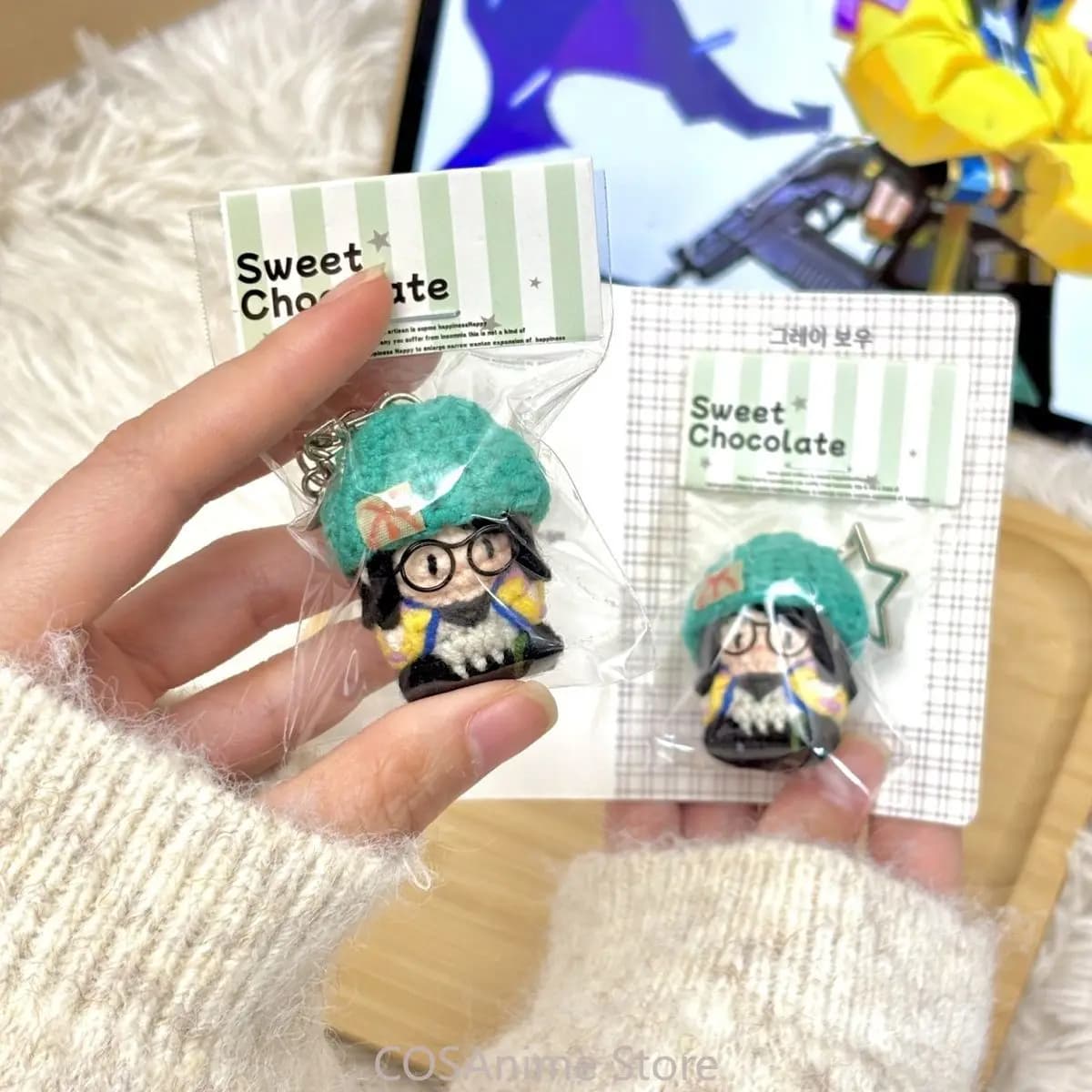 VALORANT Killjoy Game Cosplay Knit Body Mini Peluche Imbottito Ciondolo Borsa Portachiavi Figurina Carina Regalo di Compleanno