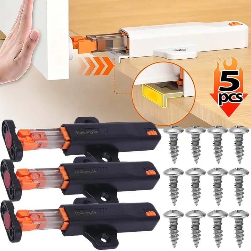 Push Button Cabinet Door Catch Lock ABS Plastic Silent Touch Open Latch Concealed Furniture Hardware for Modern Kitchen Wardrobe