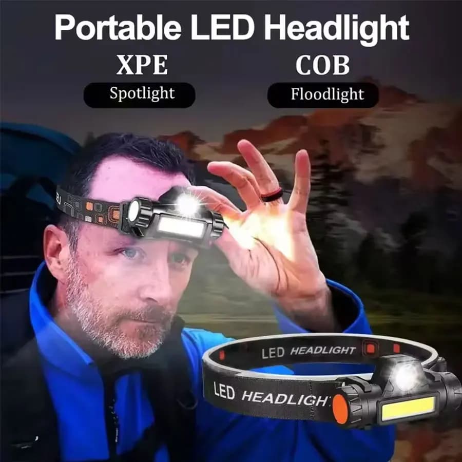 Powerful LED Front Lamp Portable with Long Battery Life and Intense Light, Waterproof Flashlight with Night Fishing Magnet