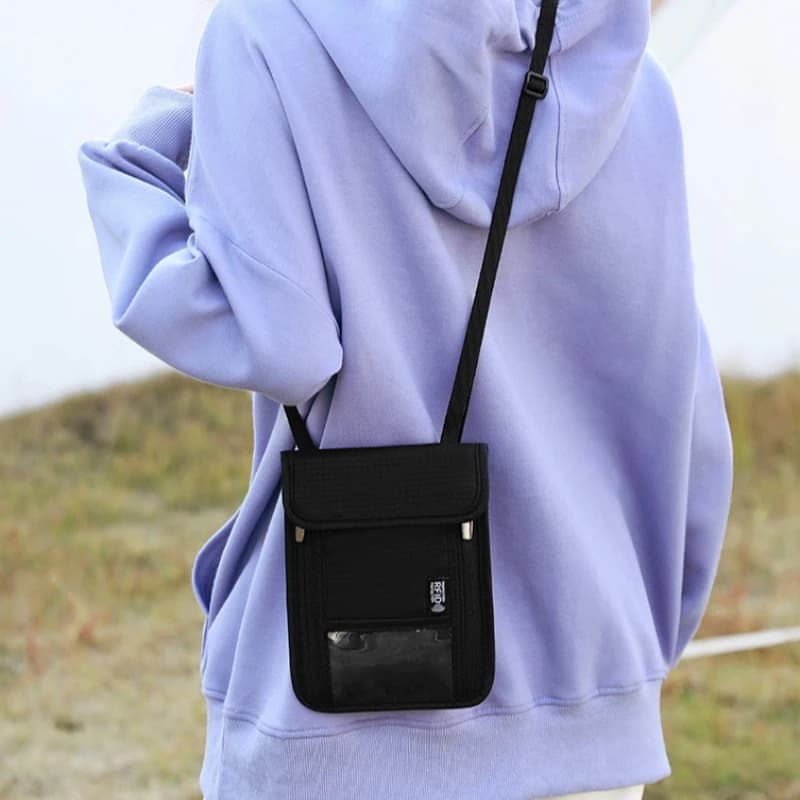 Organizer per Passaporti Familiare con Blocco RFID, Porta Passaporto e Carte di Credito Multi-Tasca, Custodia da Viaggio per Telefono, Borsa a Tracolla