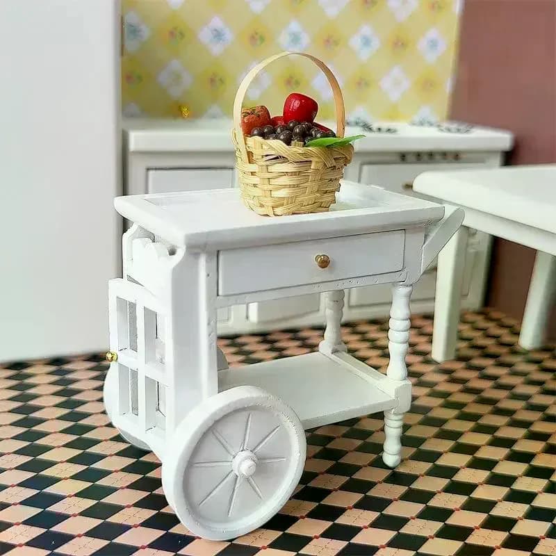 1 pz 1: 12 casa delle bambole in legno bianco pasto driver carrello modello accessori per la casa delle bambole arredamento bambini giochi di imitazione giocattoli regalo